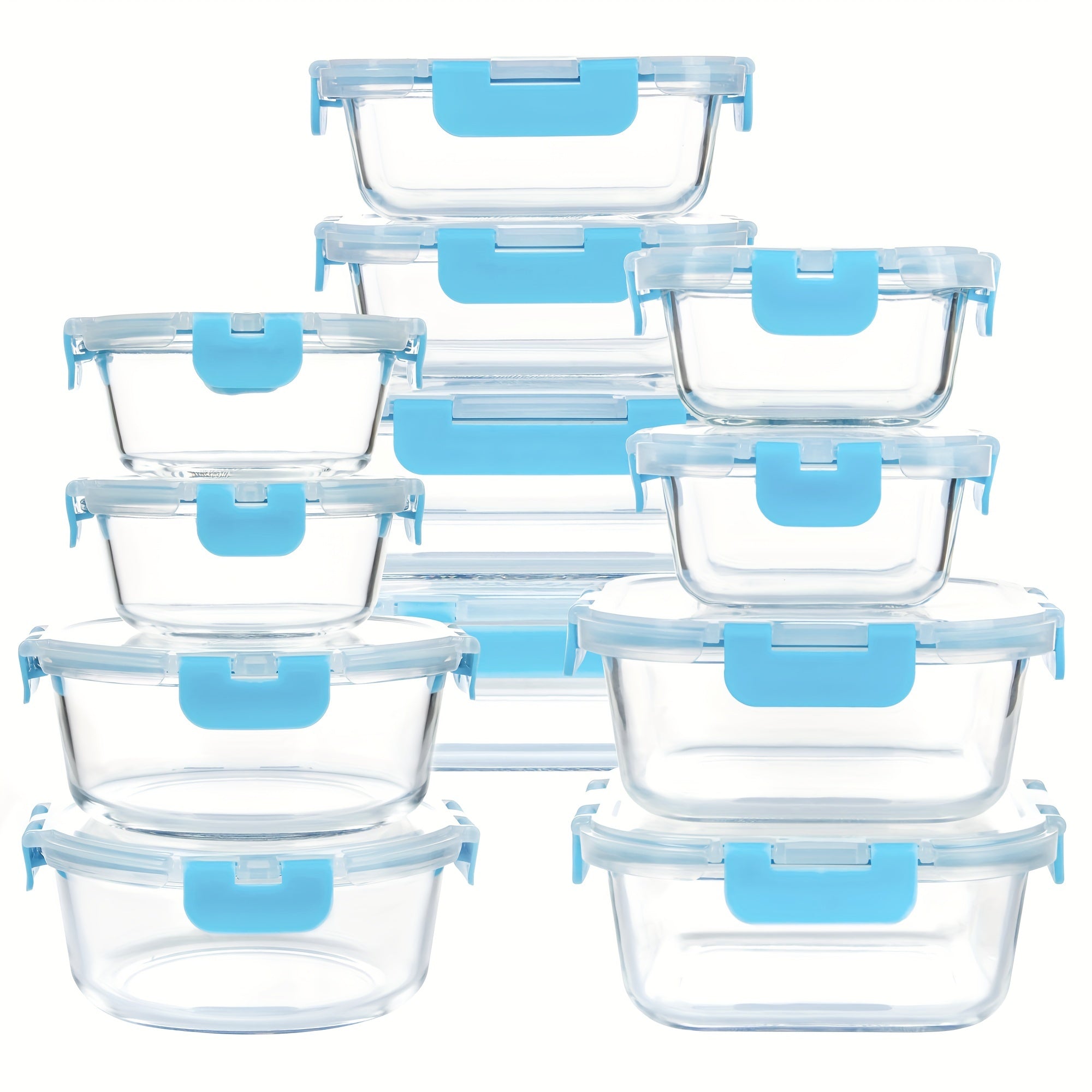 12 Pack (12 Containers + 12 Lids) Glass Storage Containers with Lids, Leak-Proof Meal Prep Containers, Dishwasher, Microwave, Oven, Freezer Safe Glass Food Storage Containers for Leftovers, to Go