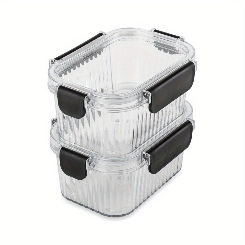 2pcs Clear Glass Food Storage Containers with Black Handles - Airtight, Microwave-Safe, Perfect for Cakes, Cookies, and More - Stackable Design for Easy Organization, Cake Storage|Stackable Containers|Secure Lid Closure, Cake Storage Containers