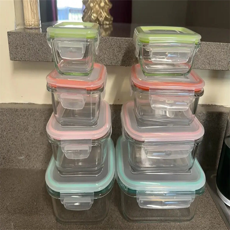 16pcs Borosilicate Glass Food Storage Containers with Airtight Lids - Microwave, Oven, Freezer & Dishwasher Safe, Leakproof Lunch Boxes for Meal Prep, Leftovers, Vegetables, Sandwiches - Stackable, Space-Saving Design, Ideal for Home, Office, or