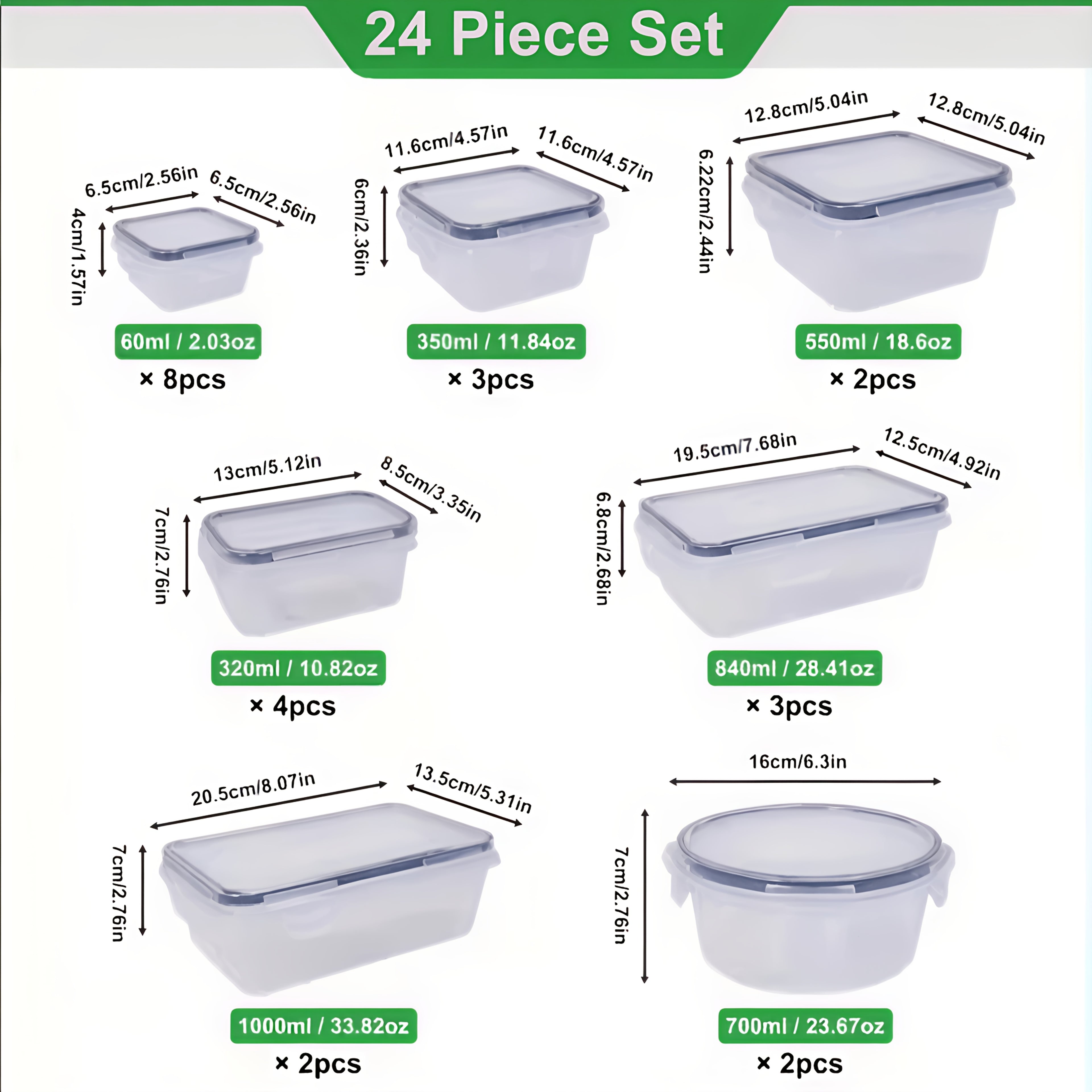 48pcs Food Storage Container Set Kitchen Storage Box Leak Proof Meal Preparation Box Local Warehouse Includes 24 Lunch Boxes, 24 Lids, And Free Labels And Markers, Suitable for Kitchen And Food Cabinet Organization, Christmas Decoration