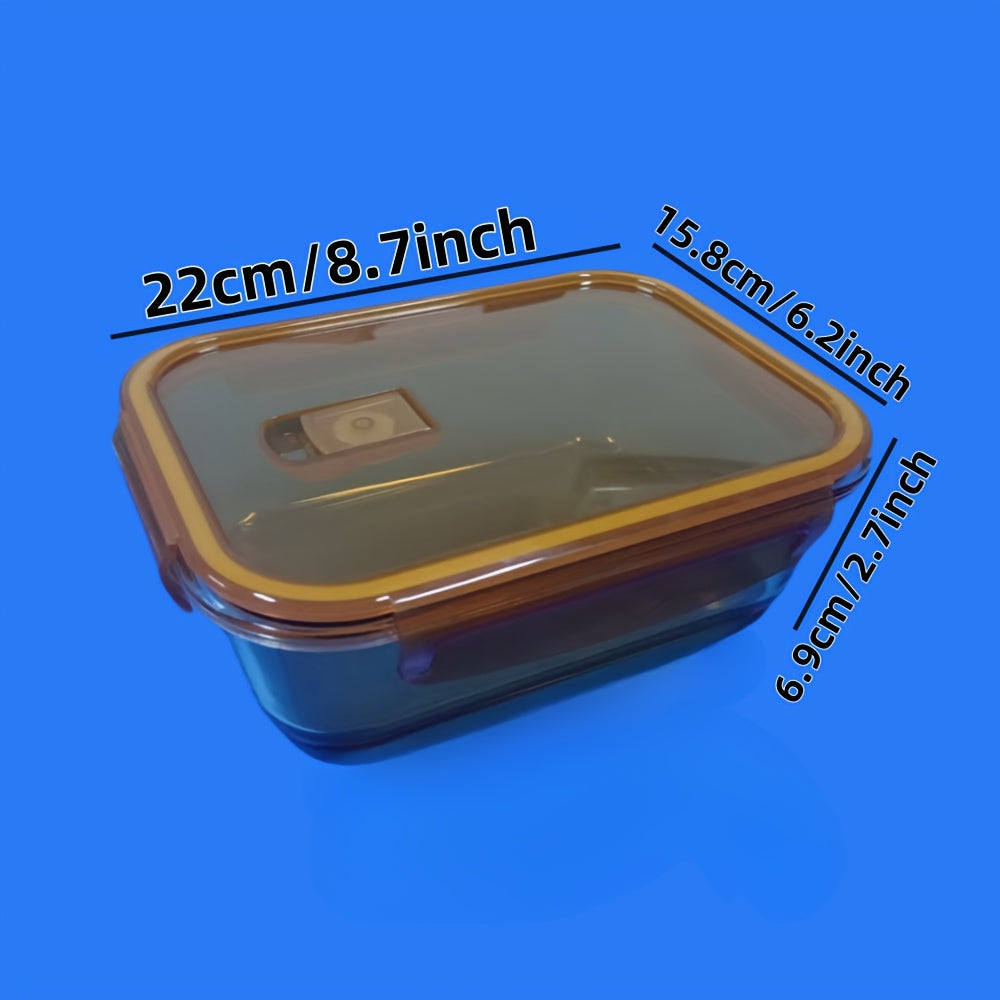 1pc Microwave-Safe Glass Divided Bento Box - 2 Compartments, Heat-Resistant (-40°C to 80°C), Ideal for Office Lunches, Salads, Snacks & Meal Prep, Square Shape, Plastic/Glass Material, Office Lunch Box | Food Separation | Heatresistant Glass
