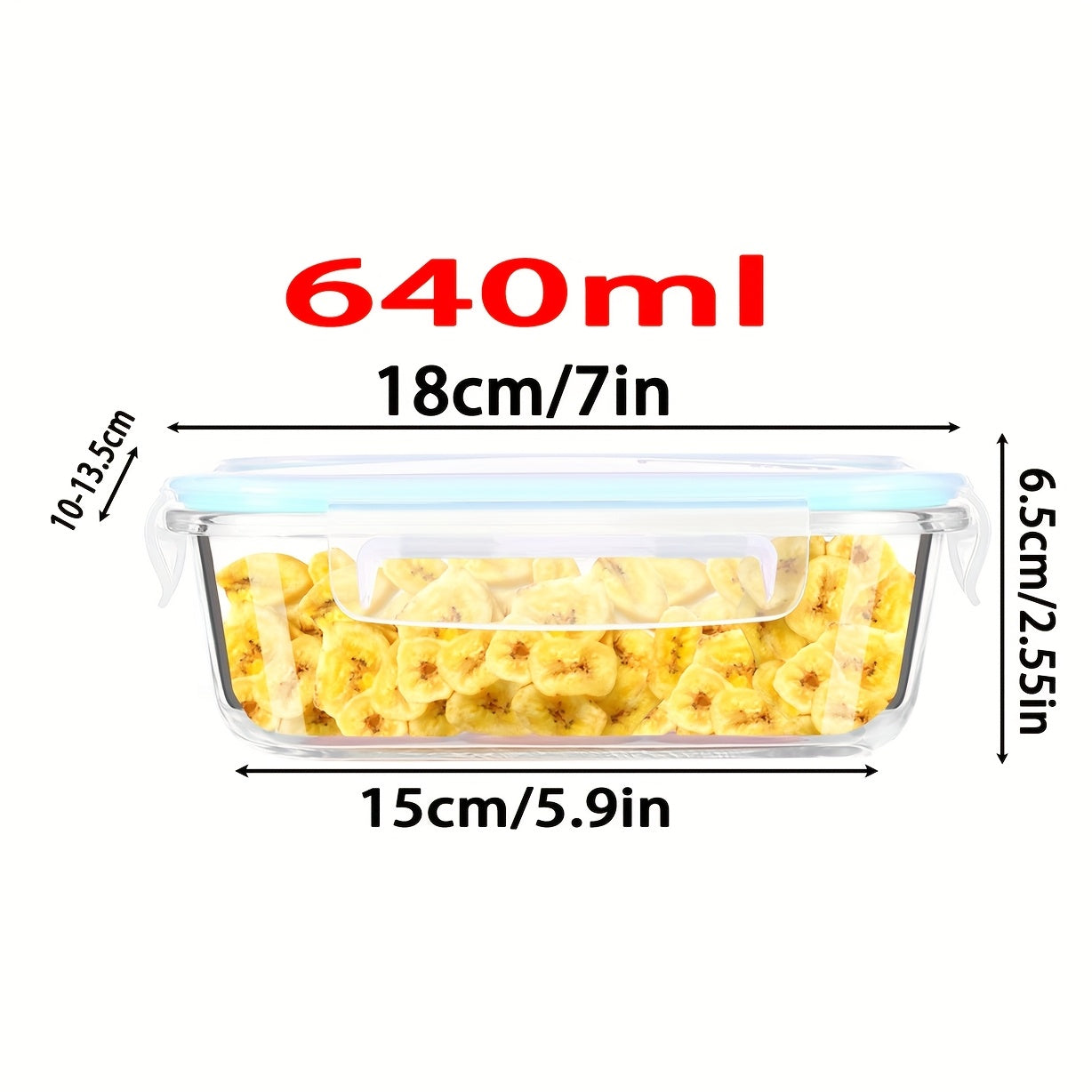 1pc Borosilicate Glass Lunch Box with Lid - Microwave & Dishwasher Safe Rectangular Food Storage Container for Students, Office Workers & Meal Prep - Leak-Proof, Stackable & Oven Safe (Freezer Friendly)