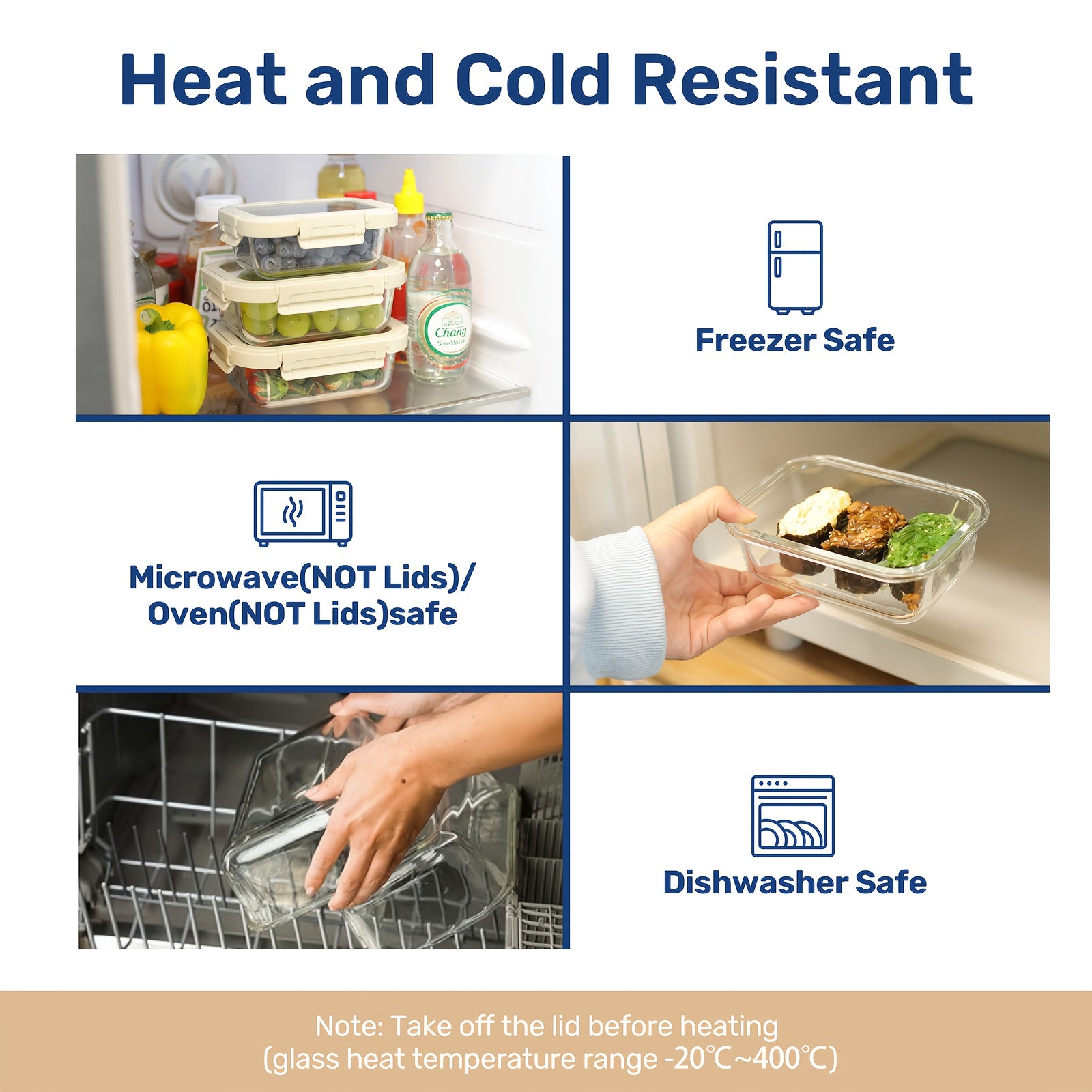Containers for Meal Preparation Made of Glass with Unique Lids, Safe for Food, Suitable for Lunch Storage, Organizing Pantry Items, And Can Be Used from Freezer to Oven Without Leaking.