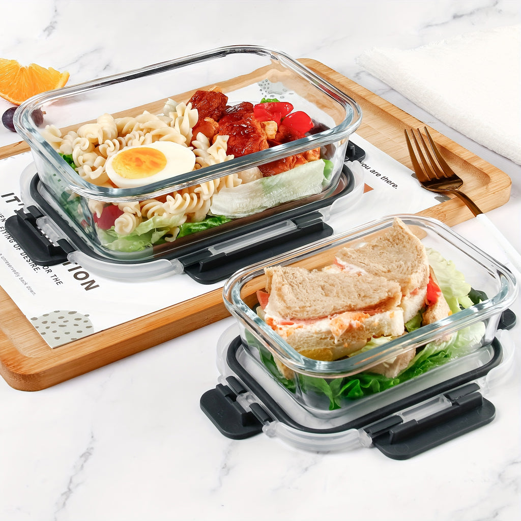 2 Pack Glass Food Storage Containers With Airtight Lids, Ideal For Meal Prep, Lunches - Microwave And Dishwasher Safe