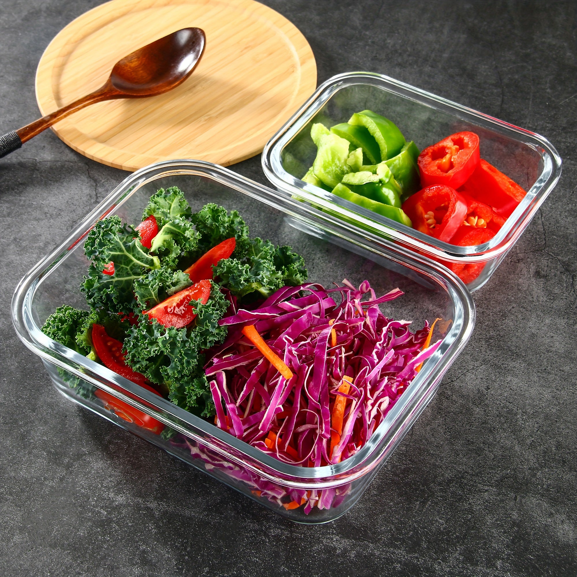 2 Pack Glass Food Storage Containers With Airtight Lids, Ideal For Meal Prep, Lunches - Microwave And Dishwasher Safe