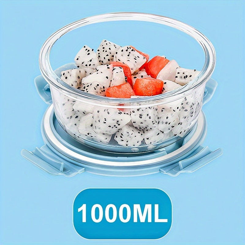 Microwave & Freezer Safe Glass Lunch Box with Silicone Seal - Leakproof Bento Box for School, Office, Camping & Picnics