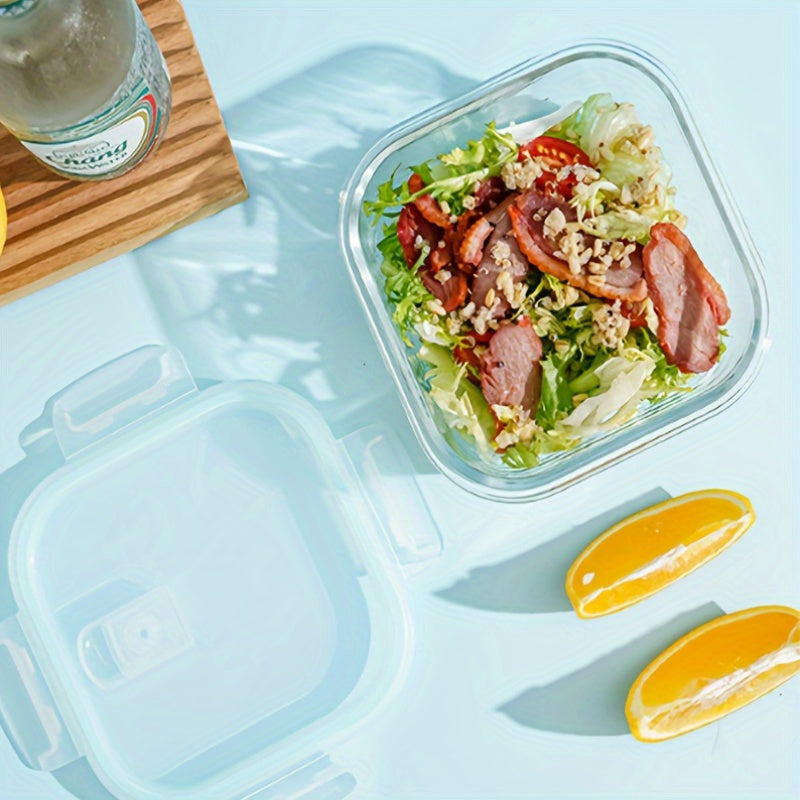 1/3pcs Thickened Glass Lunch Box, 10.82oz, Microwave Safe, Rectangular, with Pink Lid, for Students, Office Workers, Home Use, Freshness Preservation, Heat Preservation