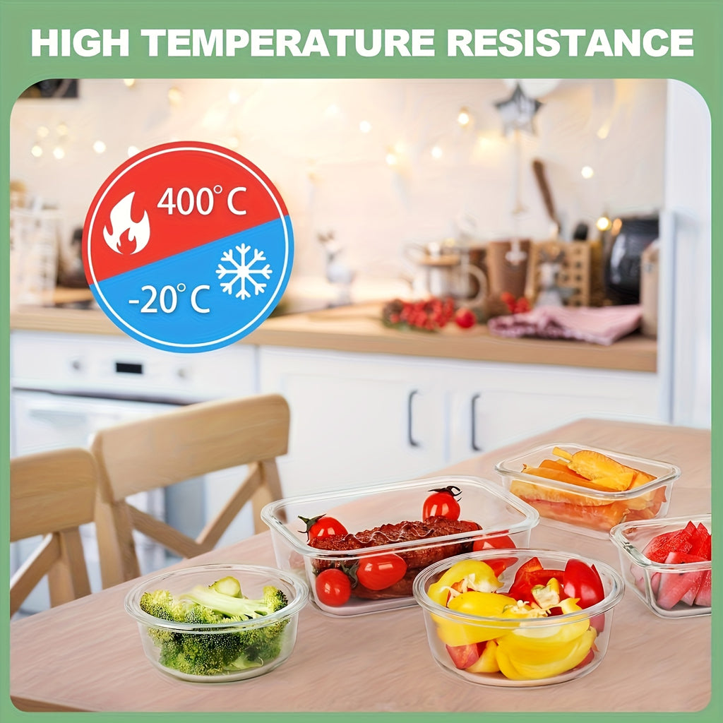 12pcs Set Of Removable Glass Fresh-keeping Box Multi-specified Bento Box Leak-proof Refrigerated Sealed Lunch Box Food Storage And Storage Set For Home And Kitchen Supplies