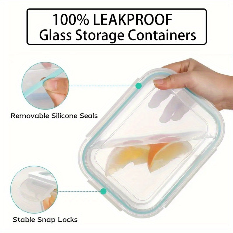 16pcs Glass Food Storage Containers with Lids - Heavy-Duty Thermal Insulated Stackable Airtight Leakproof Lunch Boxes, Microwave, Oven, Freezer & Dishwasher Safe - Clear Glass Meal Prep Containers with Black Lids for Leftovers, Vegetables, Meat, Salads,