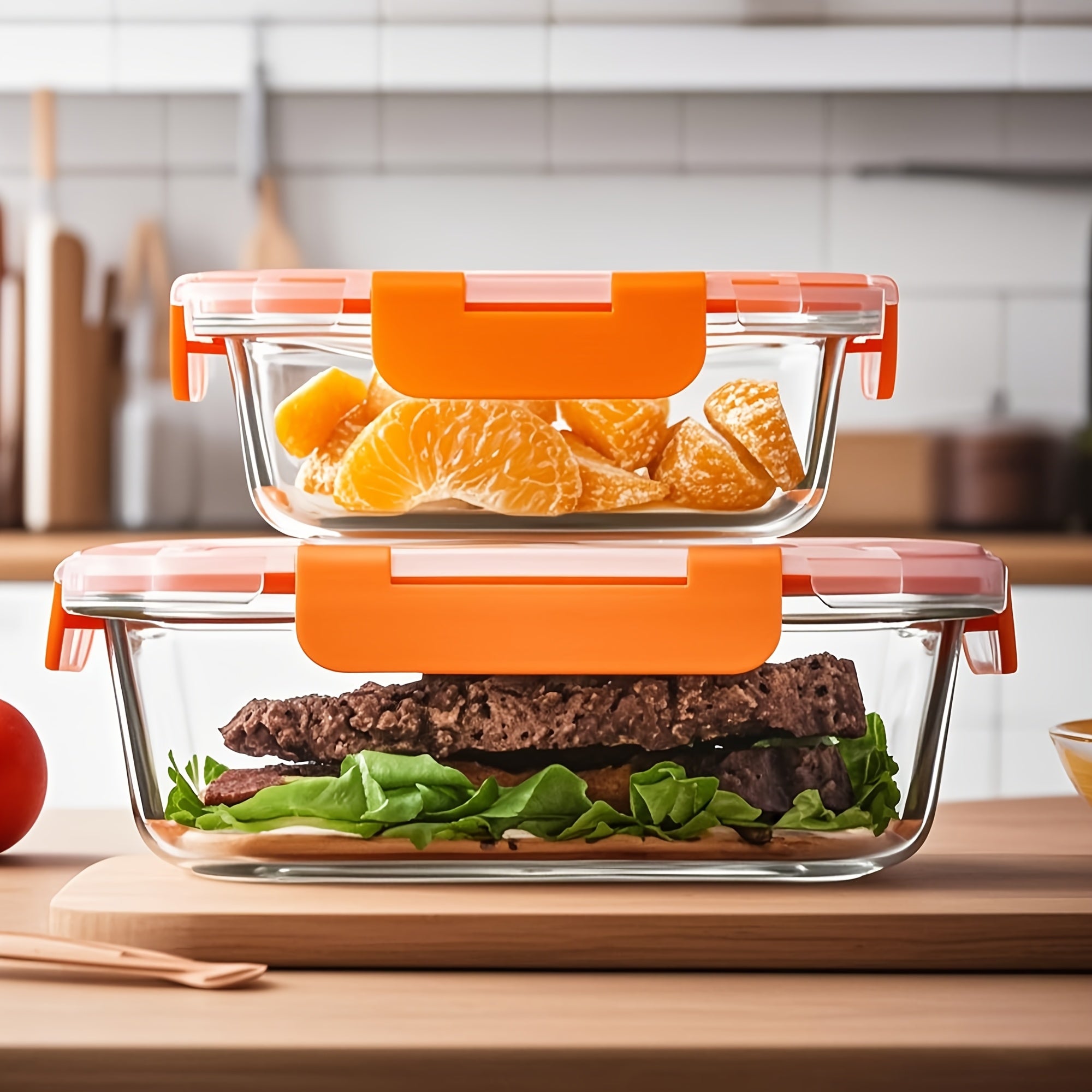 [CYUFU Borosilicate Glass Containers] 2pcs CYUFU High Borosilicate Glass Meal Prep Containers - Leak-Proof, Microwave & Oven Safe, Dishwasher Safe, Reusable, Stackable, Clip-On Closure - Multipurpose Rectangle Food Storage Organizer with Lid