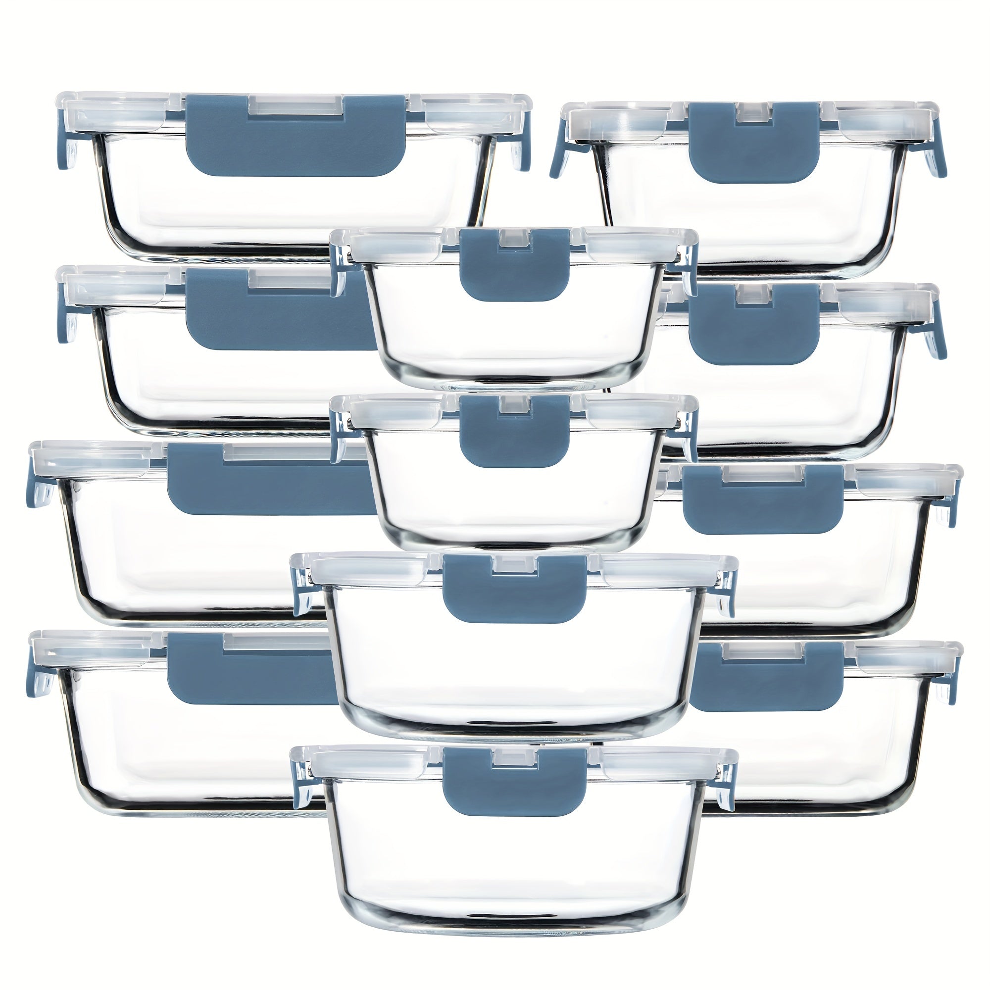 12 Pack (12 Containers + 12 Lids) Glass Storage Containers with Lids, Leak-Proof Meal Prep Containers, Dishwasher, Microwave, Oven, Freezer Safe Glass Food Storage Containers for Leftovers, to Go