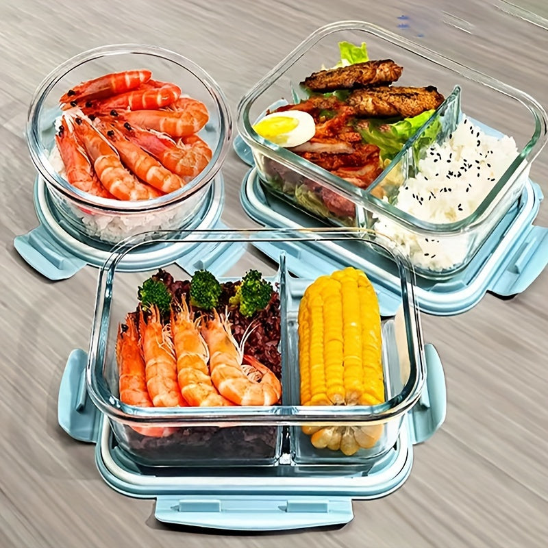 Microwave & Freezer Safe Glass Lunch Box with Silicone Seal - Leakproof Bento Box for School, Office, Camping & Picnics
