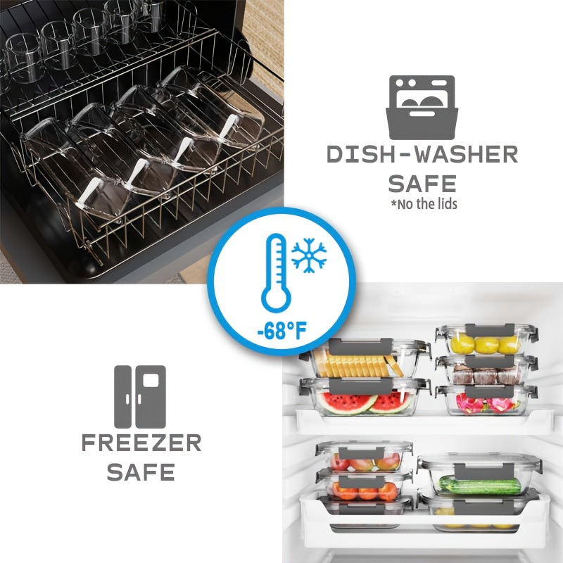 21pcs Glass Food Storage Containers with Leak-Proof Lids - Microwave, Oven, Freezer & Dishwasher Safe - Airtight Stackable Bowls with Flip-Top Lids - Clear Glass Lunch Containers for Meal Prep, Leftovers, Kitchen - Ideal Kitchen Gift for Home Cooks,