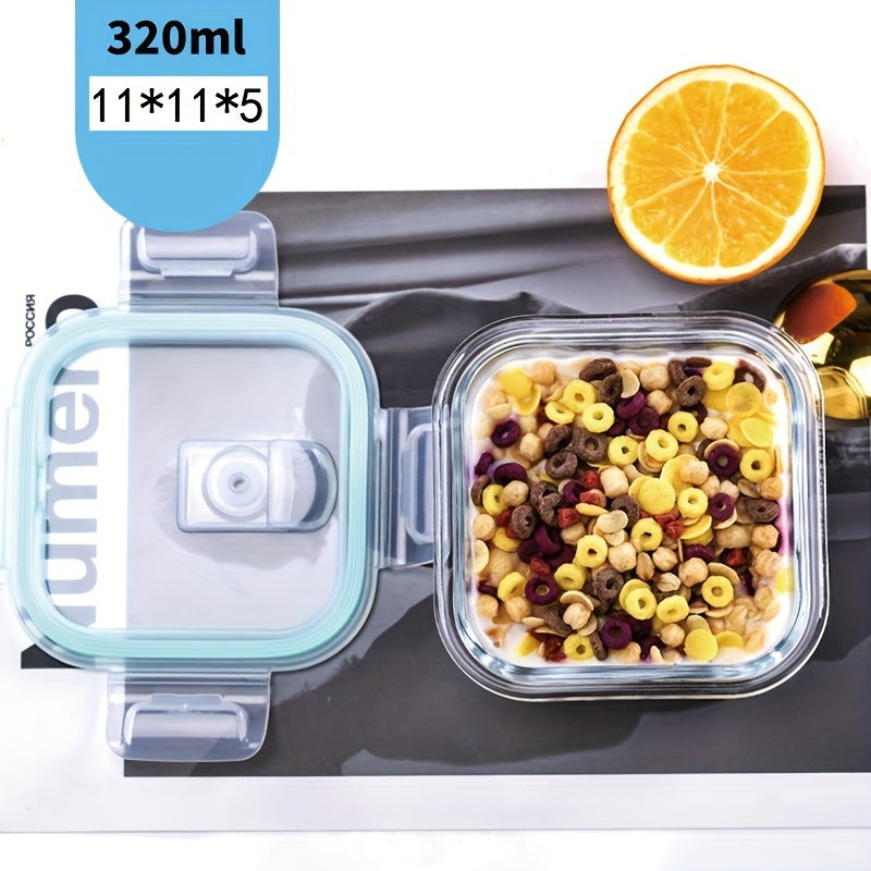 1/3pcs Thickened Glass Lunch Box, 10.82oz, Microwave Safe, Rectangular, with Pink Lid, for Students, Office Workers, Home Use, Freshness Preservation, Heat Preservation