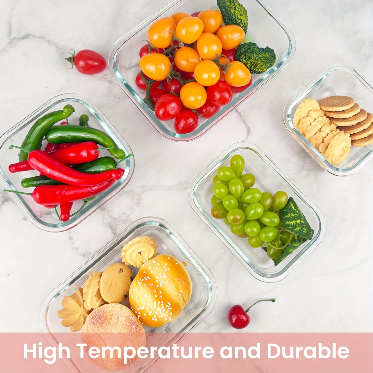 [8 Pack Premium Glass Containers] 8 Pack Premium Glass Food Storage Containers | Airtight & Leak-Proof, Microwave/Oven/Dishwasher/Freezer Safe, BPA-Free Stain-Resistant Square Containers with Flip-Top Lids for Meal Prep, Bento Boxes, Leftovers & Fresh
