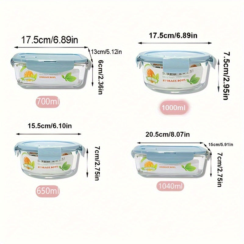Microwave & Freezer Safe Glass Lunch Box with Silicone Seal - Leakproof Bento Box for School, Office, Camping & Picnics