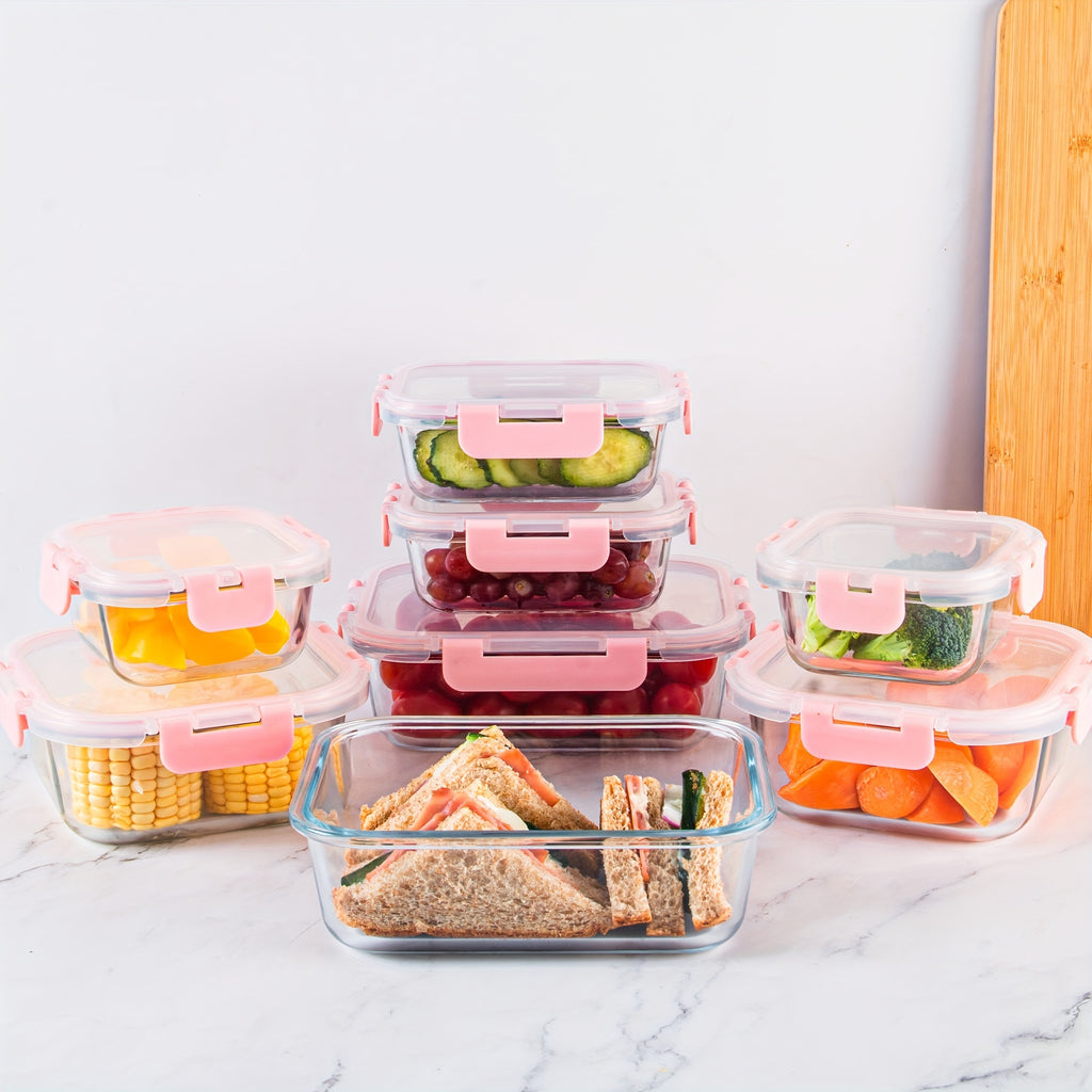 [12-PACK] High Borosilicate Glass Food Storage Containers Set, Glass Food Meal Prep Containers With Leakproof Airtight Lids, Perfect For Home Kitchen Office Lunch Portion Control