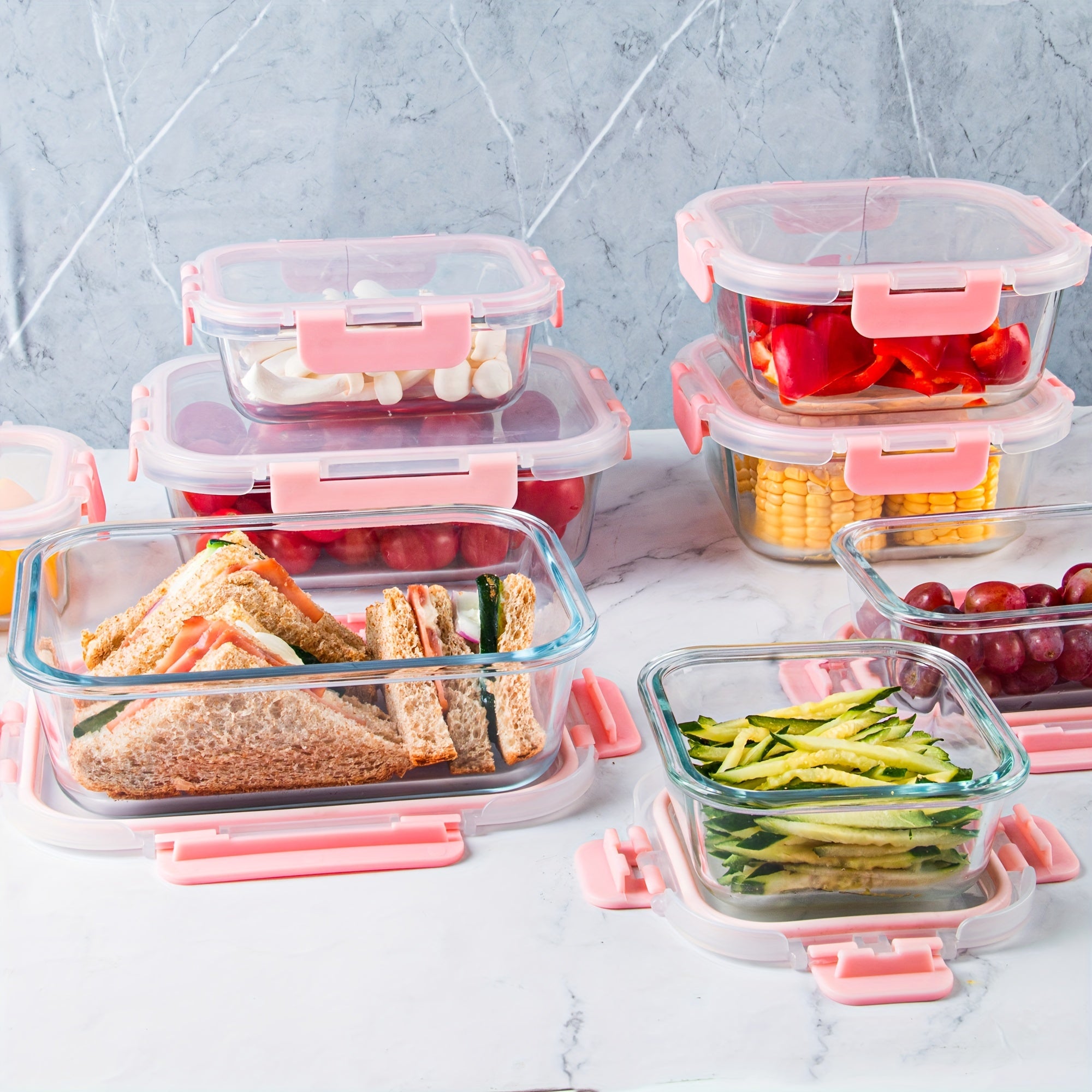 [12-PACK] High Borosilicate Glass Food Storage Containers Set, Glass Food Meal Prep Containers With Leakproof Airtight Lids, Perfect For Home Kitchen Office Lunch Portion Control