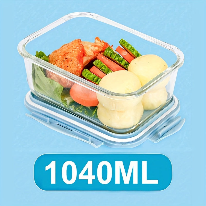 Microwave & Freezer Safe Glass Lunch Box with Silicone Seal - Leakproof Bento Box for School, Office, Camping & Picnics