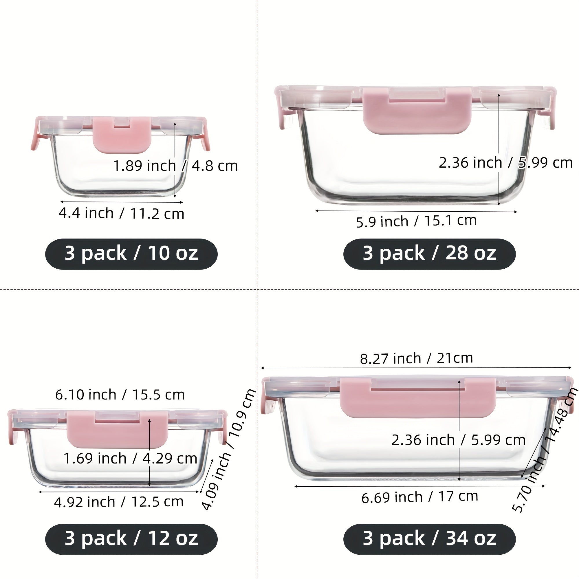 [12-PACK] High Borosilicate Glass Food Storage Containers Set, Glass Food Meal Prep Containers With Leakproof Airtight Lids, Perfect For Home Kitchen Office Lunch Portion Control