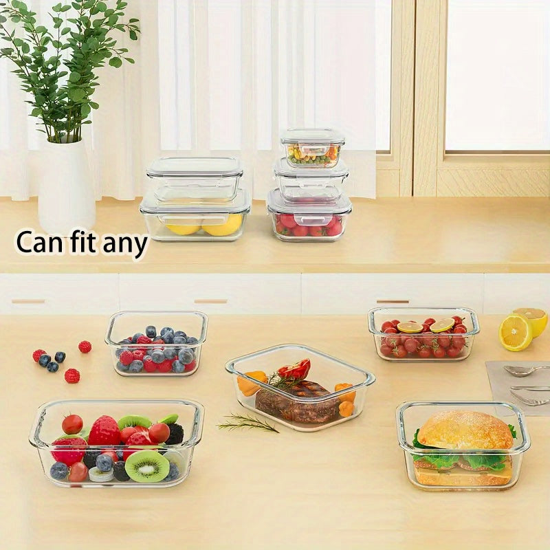 16pcs Glass Food Storage Containers with Lids - Heavy-Duty Thermal Insulated Stackable Airtight Leakproof Lunch Boxes, Microwave, Oven, Freezer & Dishwasher Safe - Clear Glass Meal Prep Containers with Black Lids for Leftovers, Vegetables, Meat, Salads,