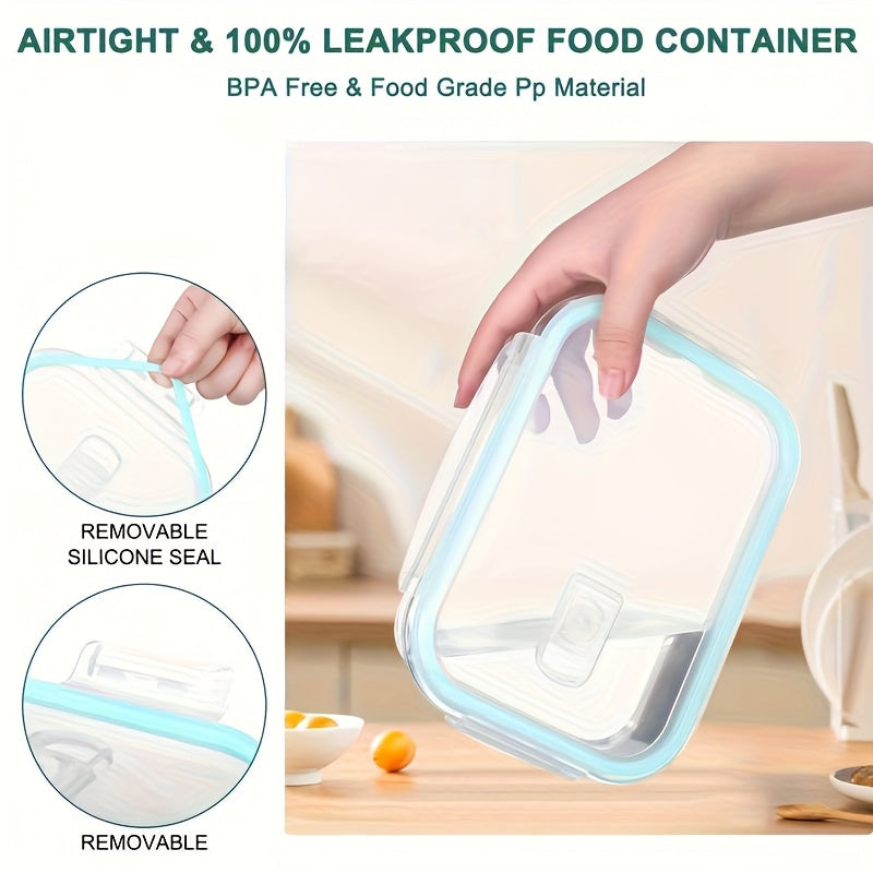 1pc Borosilicate Glass Lunch Box with Lid - Microwave & Dishwasher Safe Rectangular Food Storage Container for Students, Office Workers & Meal Prep - Leak-Proof, Stackable & Oven Safe (Freezer Friendly)
