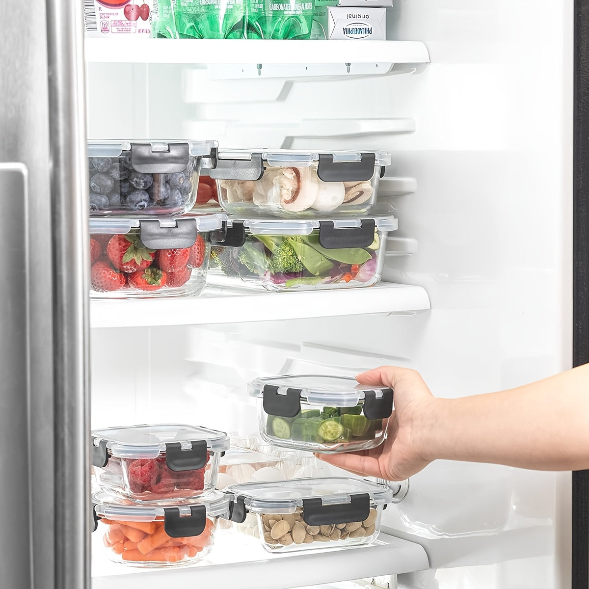 [24pcs Kitchen Organizer] 12 Sealed, Frozen Food Storage Boxes And 12 Lids, 24pcs Kitchen Organizer, Lunch Glass Lunch Box, Airtight Leak Proof Glass Storage Box With Lid Kitchen Storage Utensils, Holiday Gifts