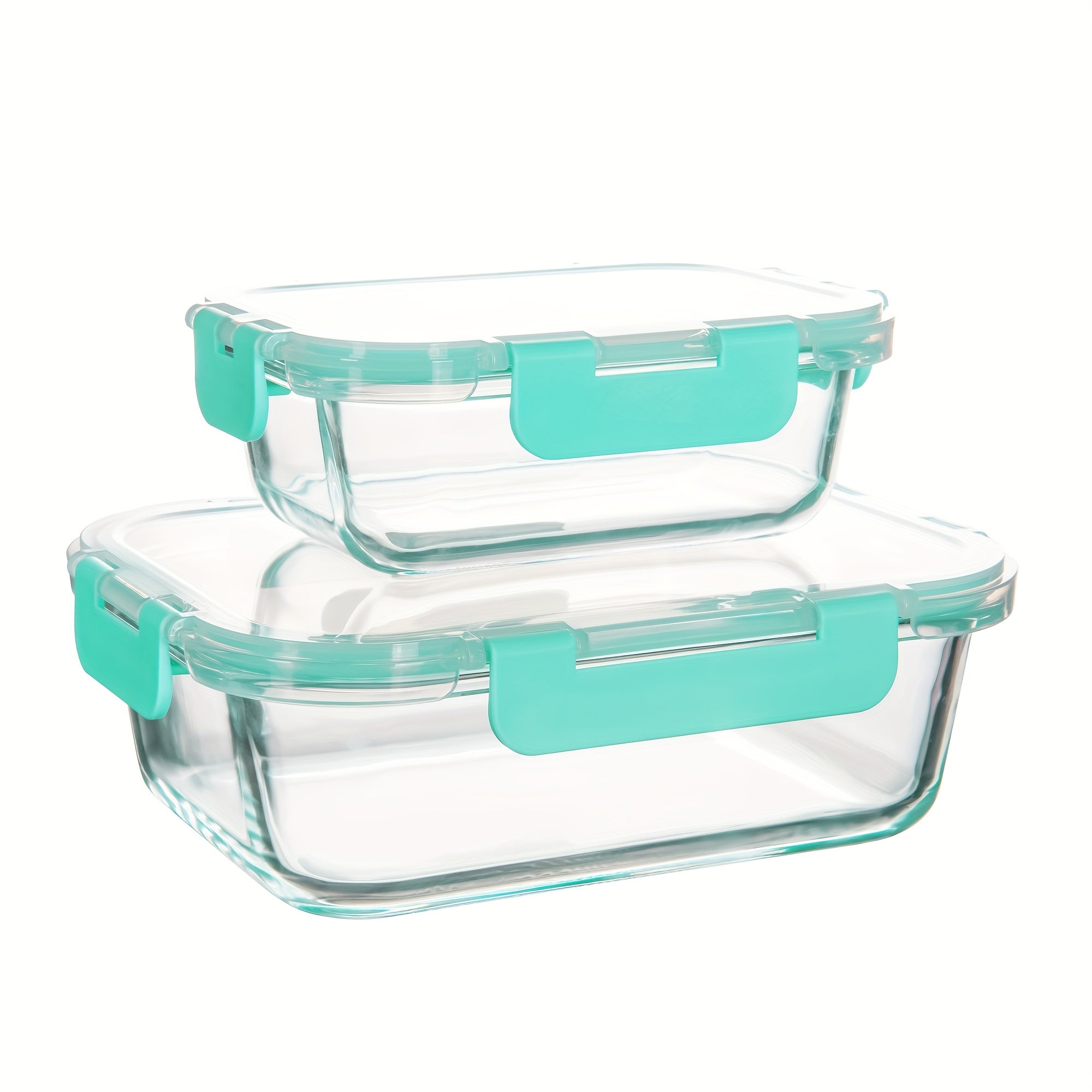 [CYUFU Borosilicate Glass Containers] 2pcs CYUFU High Borosilicate Glass Meal Prep Containers - Leak-Proof, Microwave & Oven Safe, Dishwasher Safe, Reusable, Stackable, Clip-On Closure - Multipurpose Rectangle Food Storage Organizer with Lid