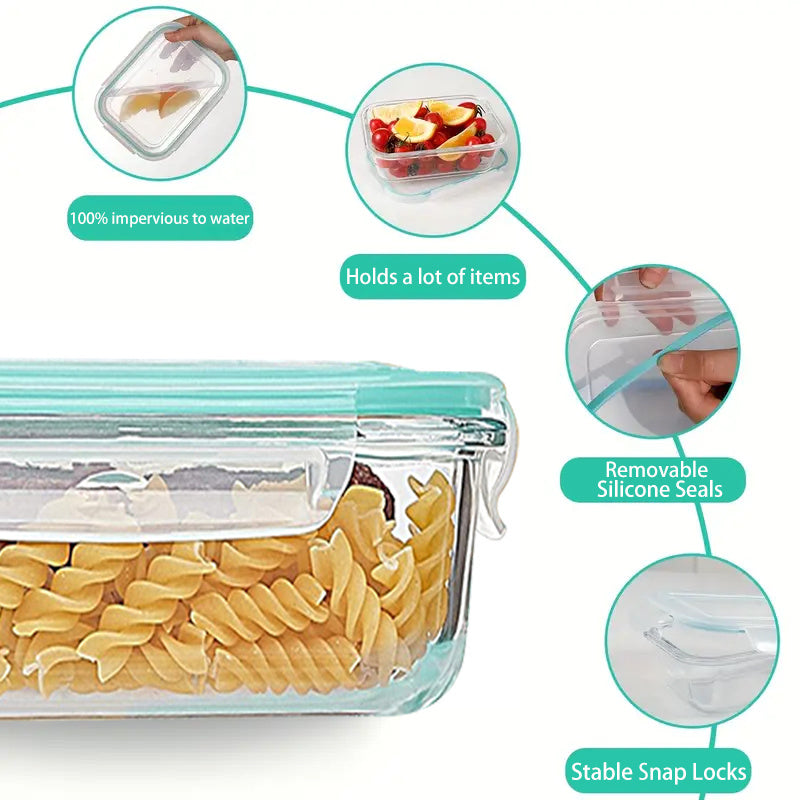 16pcs Borosilicate Glass Serving Containers with Lids, Airtight Lunch Boxes for Food Storage, Microwave, Oven, Freezer & Dishwasher Safe, Ideal for Leftovers, Vegetables, Sandwiches & Meal Prep