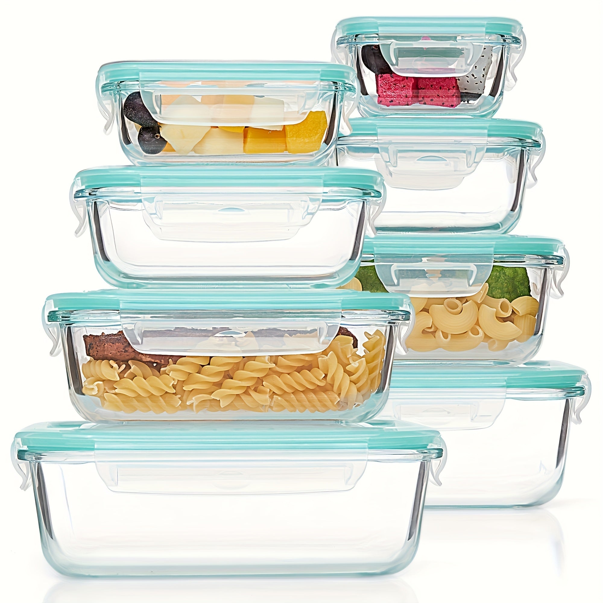 16pcs Set 8 Glass Bowls 8 Lids Microwave Oven Dishwasher Safe Airtight Leakproof Food Storage Containers Healthy Snacks And Leftovers Preparation Set