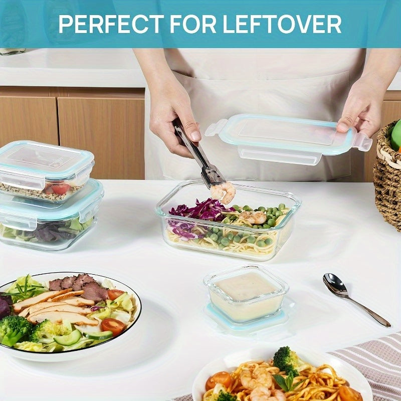 16pcs Set 8 Glass Bowls 8 Lids Microwave Oven Dishwasher Safe Airtight Leakproof Food Storage Containers Healthy Snacks And Leftovers Preparation Set