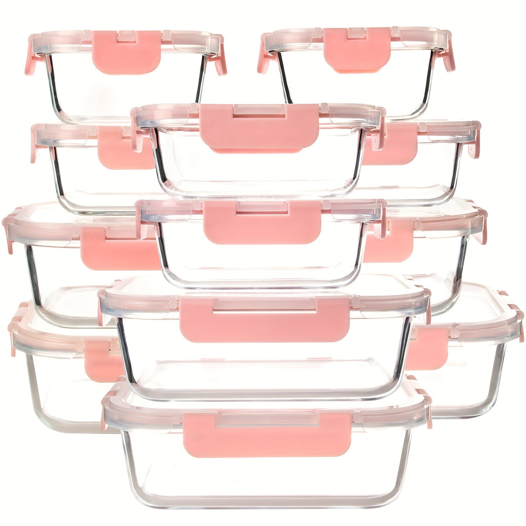 [12-PACK] High Borosilicate Glass Food Storage Containers Set, Glass Food Meal Prep Containers With Leakproof Airtight Lids, Perfect For Home Kitchen Office Lunch Portion Control