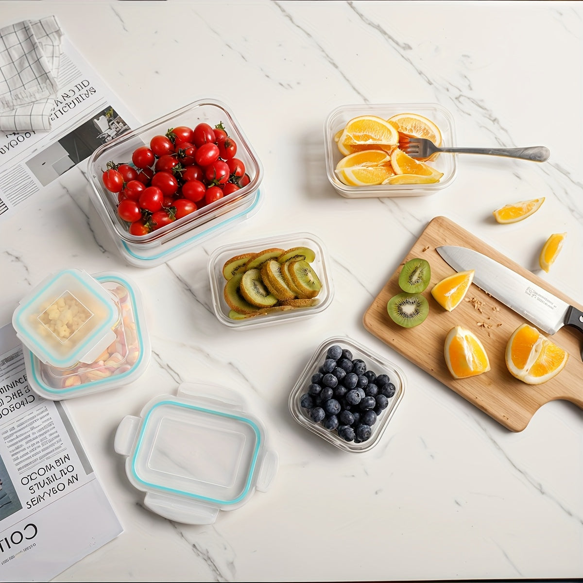 8/16pcs Storage Containers, Reusable Glass Freshness Boxes, Leak Proof Glassware Sets, Tableware Sets For Storing Fruits, Vegetables, Sandwiches, And Three Meals A Day