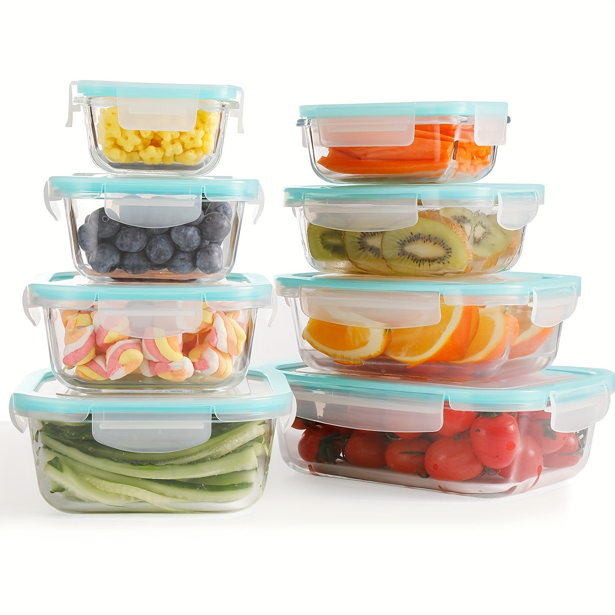 8/16pcs Storage Containers, Reusable Glass Freshness Boxes, Leak Proof Glassware Sets, Tableware Sets For Storing Fruits, Vegetables, Sandwiches, And Three Meals A Day