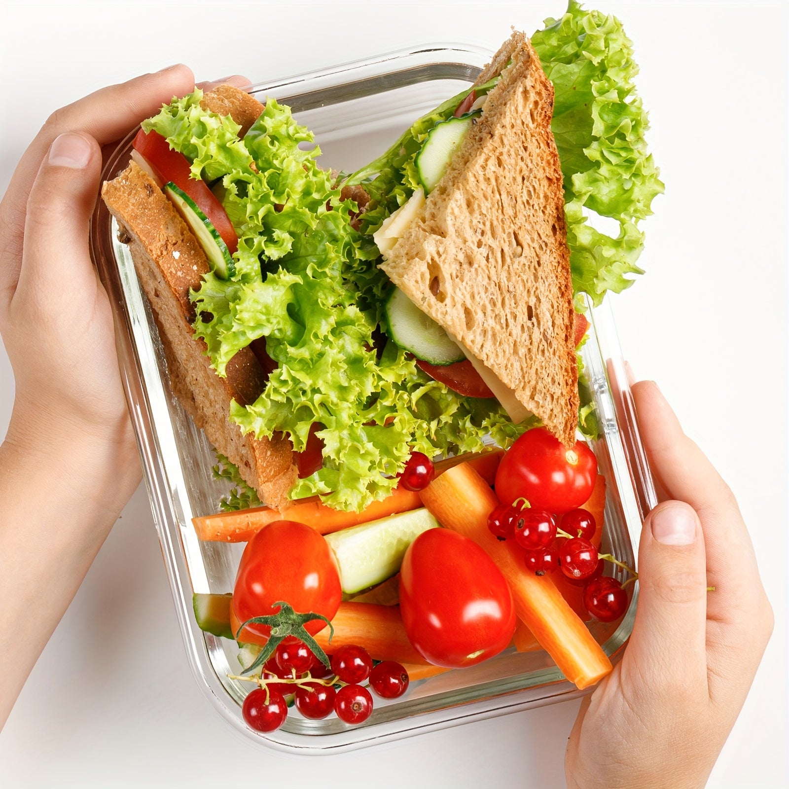 BYLWORKOUT 44oz High Quality Borosilicate Glass Lunch Box With Glass Lid, Suitable For Microwave, Refrigerator, Oven, Reusable Fresh-keeping Boxglass Food Storage Containers With Lids