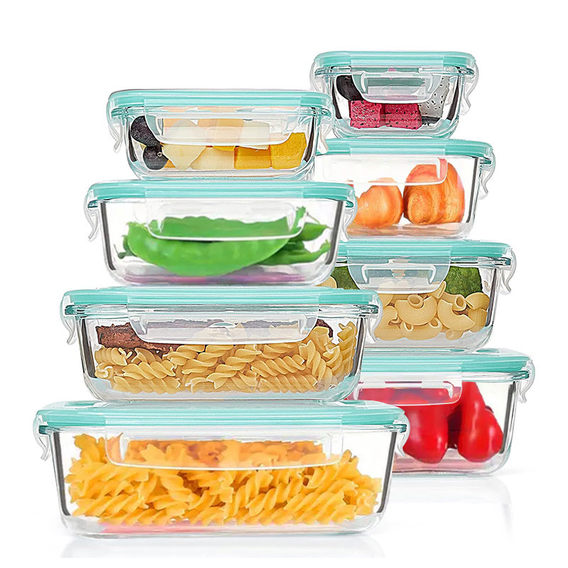 16pcs Borosilicate Glass Serving Containers with Lids, Airtight Lunch Boxes for Food Storage, Microwave, Oven, Freezer & Dishwasher Safe, Ideal for Leftovers, Vegetables, Sandwiches & Meal Prep