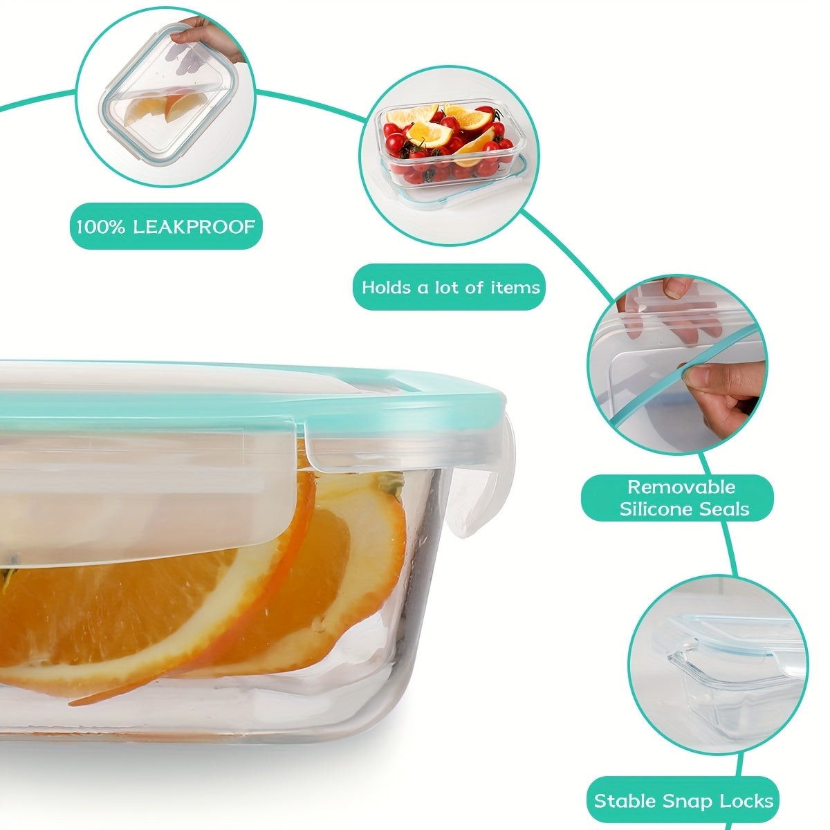 16pcs Glass Storage Containers with Lids (8 Food Storage Containers And 8 Lids), Rectangular Glass Meal Preparation Containers, Microwaveable Bento Boxes, Freezer Storage Containers, Food Service Delivery Boxes