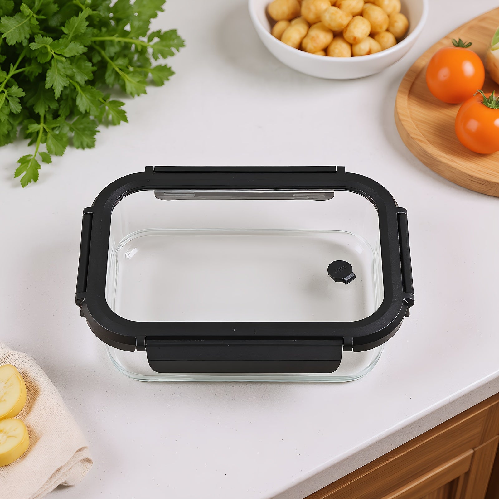 BYLWORKOUT 44oz High Quality Borosilicate Glass Lunch Box With Glass Lid, Suitable For Microwave, Refrigerator, Oven, Reusable Fresh-keeping Boxglass Food Storage Containers With Lids