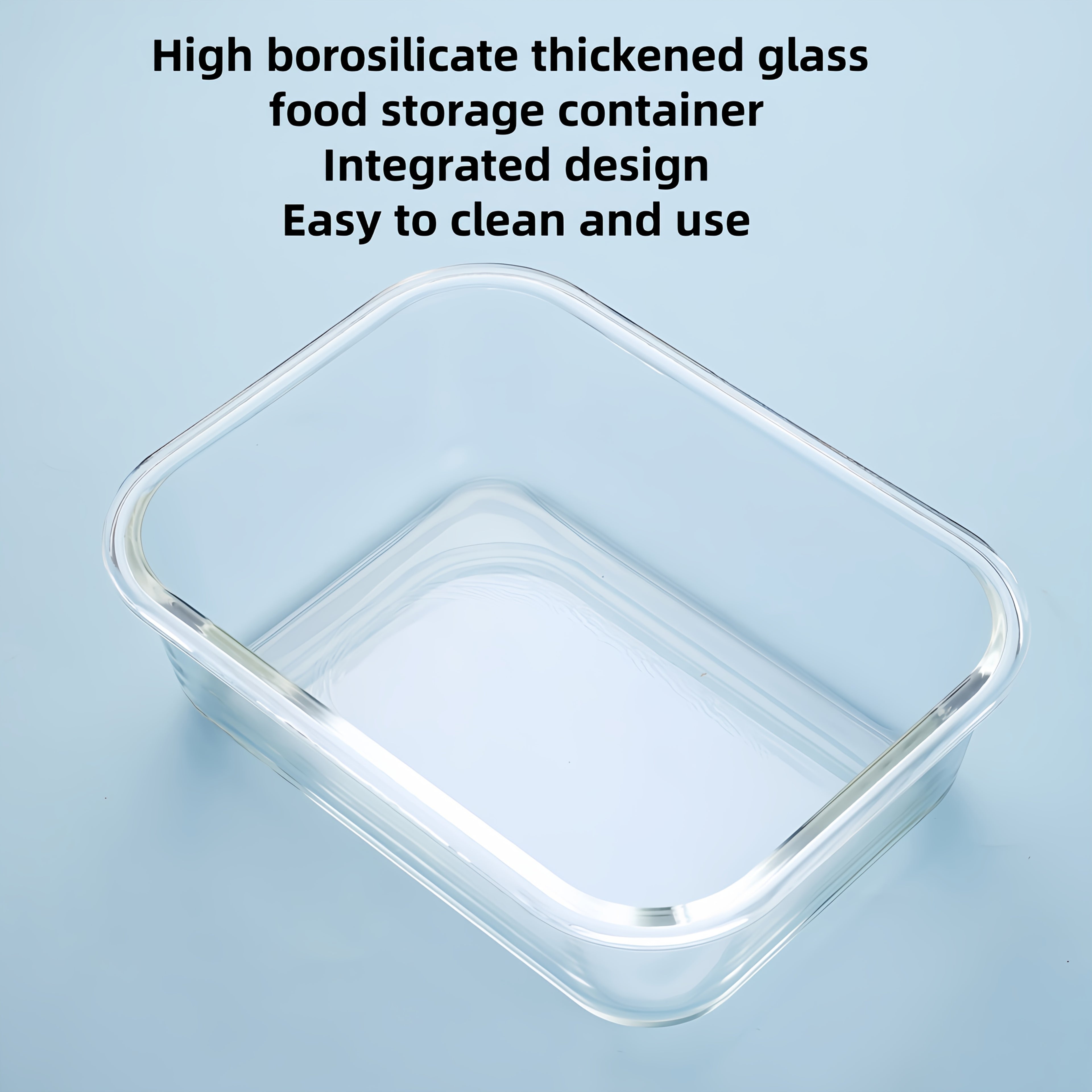 1pc Black Edge Transparent Lid Rectangular 35.17oz with Sealed Lid High Borosilicate Thickened Glass Food Storage Container Leak-proof Microwave Oven and Freezer Safe Built-in Silicone Ring with Four-Sided Locking Double Sealing Airtight Lid Stackable