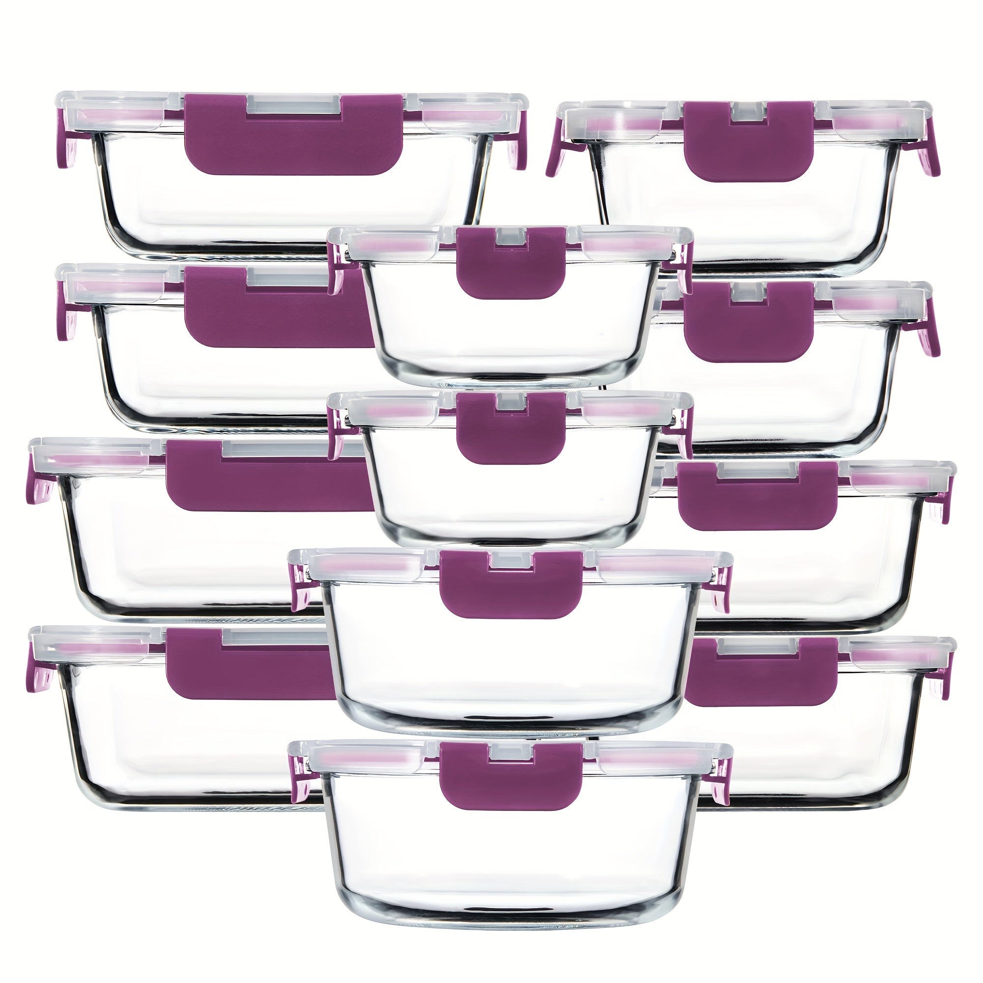 12 Pack (12 Containers + 12 Lids) Glass Storage Containers with Lids, Leak-Proof Meal Prep Containers, Dishwasher, Microwave, Oven, Freezer Safe Glass Food Storage Containers for Leftovers, to Go