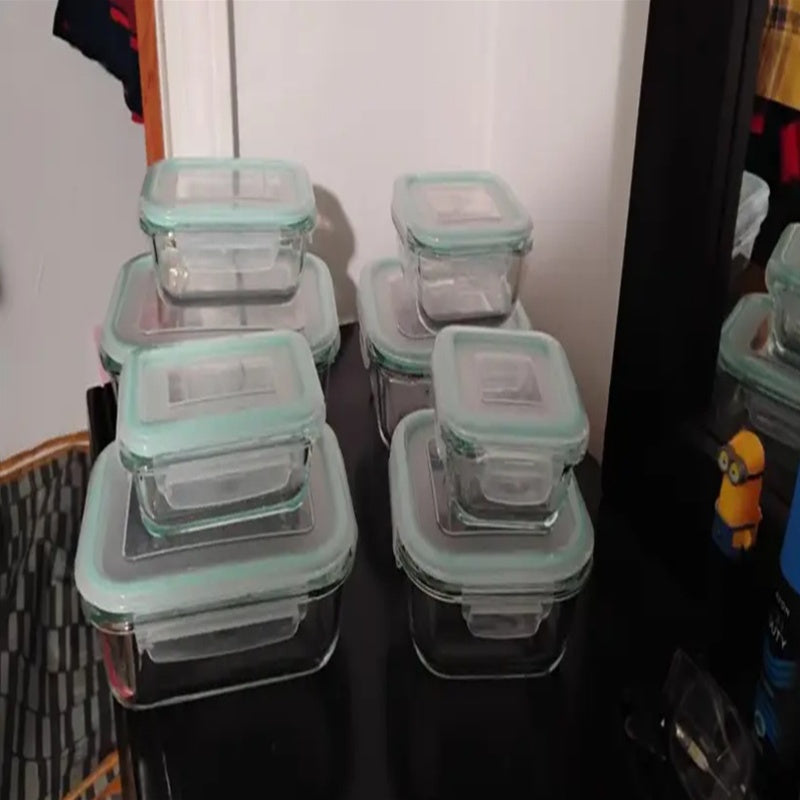 16pcs Borosilicate Glass Food Storage Containers with Airtight Lids - Microwave, Oven, Freezer & Dishwasher Safe, Leakproof Lunch Boxes for Meal Prep, Leftovers, Vegetables, Sandwiches - Stackable, Space-Saving Design, Ideal for Home, Office, or