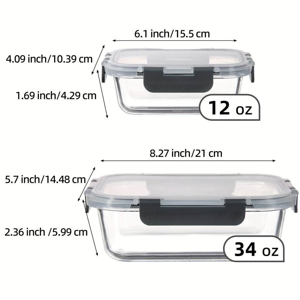 2 Pack Glass Food Storage Containers With Airtight Lids, Ideal For Meal Prep, Lunches - Microwave And Dishwasher Safe