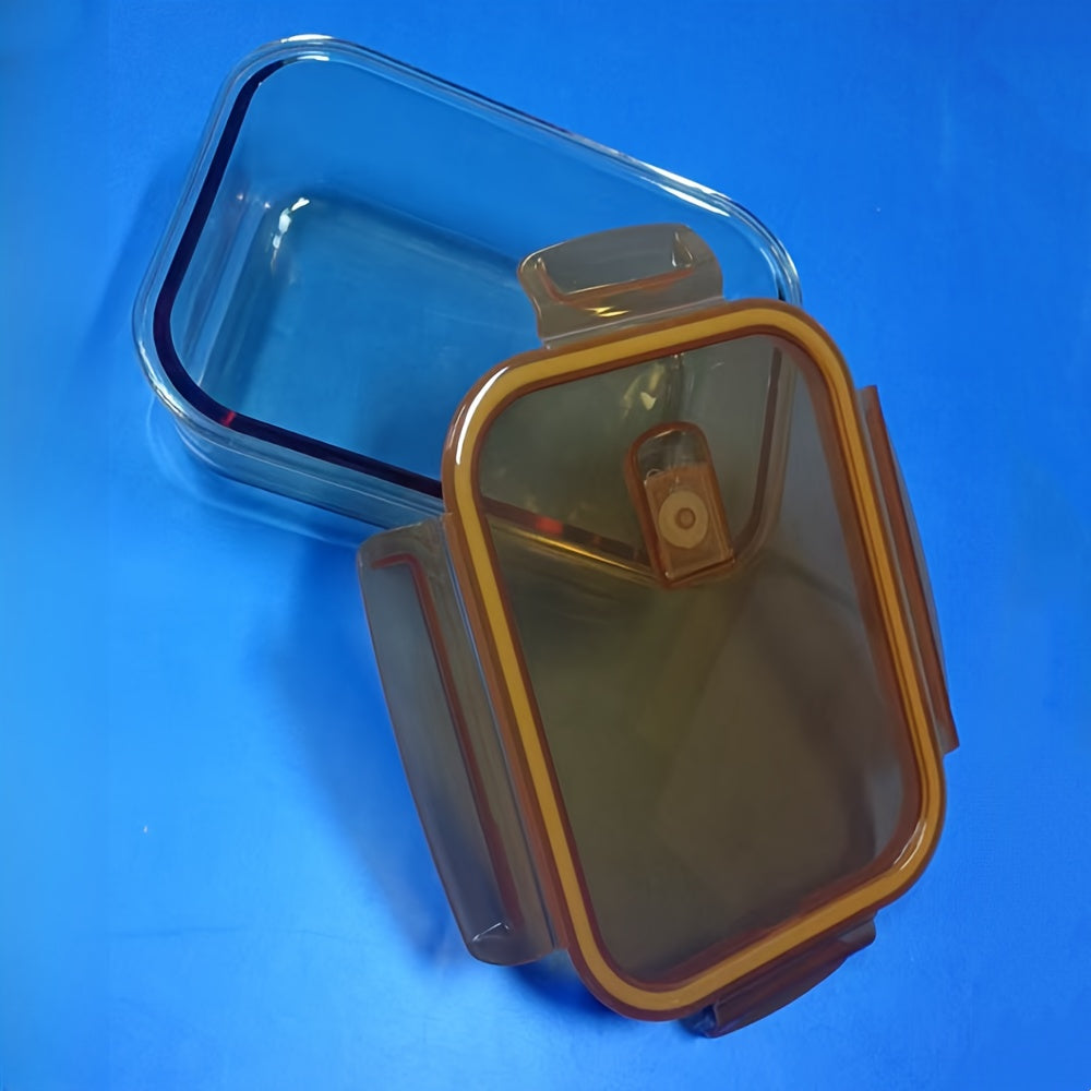 1pc Microwave-Safe Glass Divided Bento Box - 2 Compartments, Heat-Resistant (-40°C to 80°C), Ideal for Office Lunches, Salads, Snacks & Meal Prep, Square Shape, Plastic/Glass Material, Office Lunch Box | Food Separation | Heatresistant Glass