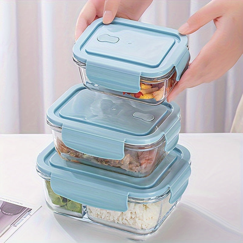 Microwave & Freezer Safe Glass Lunch Box with Silicone Seal - Leakproof Bento Box for School, Office, Camping & Picnics