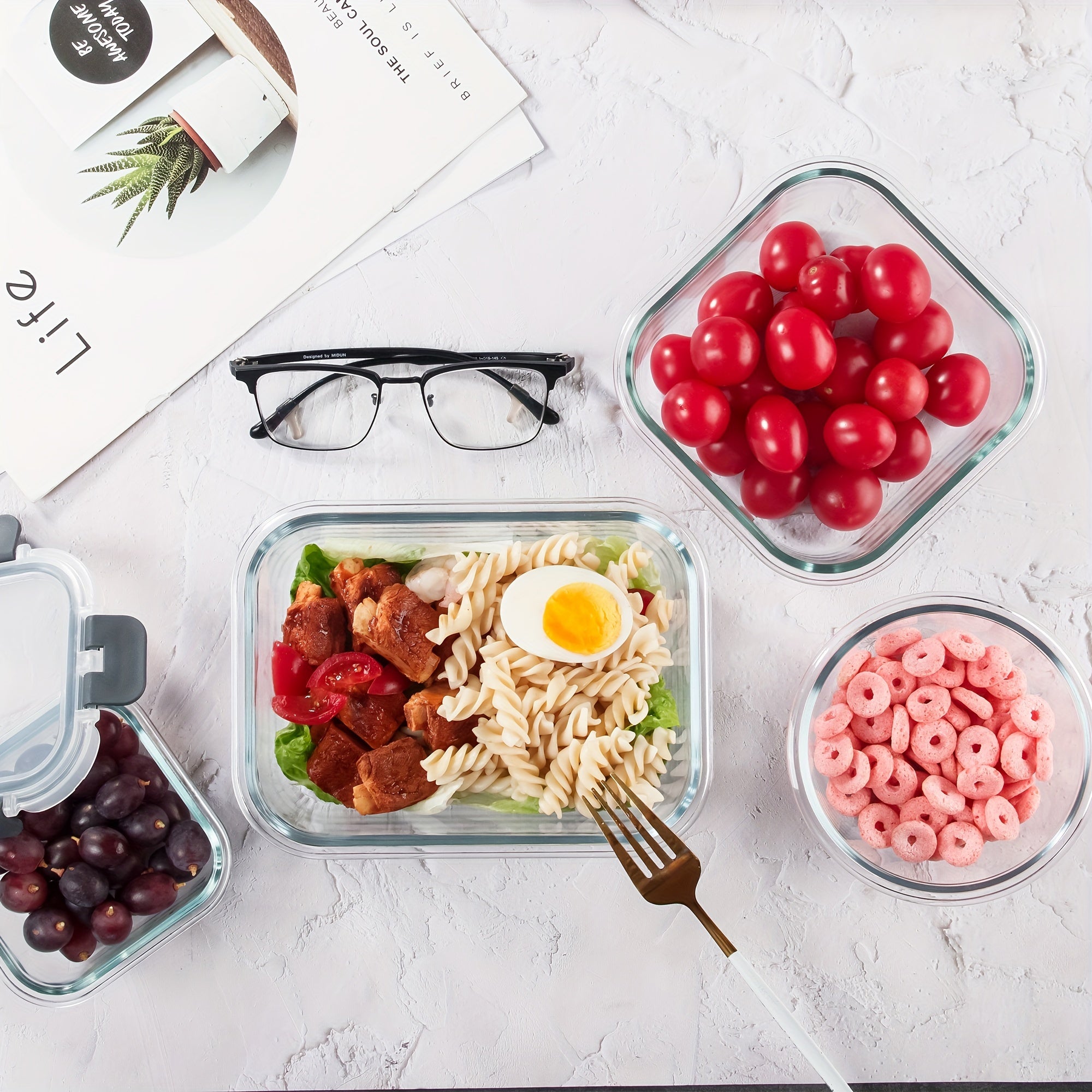 12 Pack (12 Containers + 12 Lids) Glass Storage Containers with Lids, Leak-Proof Meal Prep Containers, Dishwasher, Microwave, Oven, Freezer Safe Glass Food Storage Containers for Leftovers, to Go