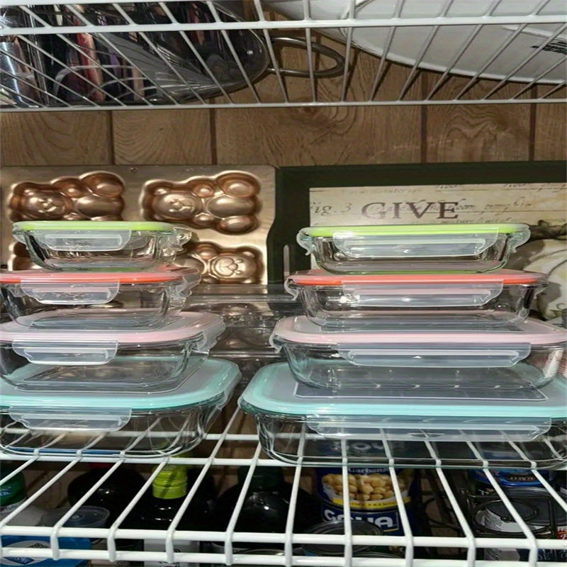 16pcs Borosilicate Glass Food Storage Containers with Airtight Lids - Microwave, Oven, Freezer & Dishwasher Safe, Leakproof Lunch Boxes for Meal Prep, Leftovers, Vegetables, Sandwiches - Stackable, Space-Saving Design, Ideal for Home, Office, or