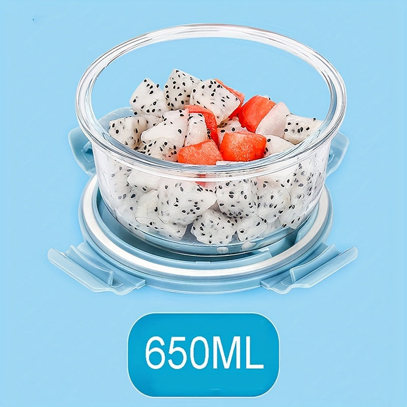 Microwave & Freezer Safe Glass Lunch Box with Silicone Seal - Leakproof Bento Box for School, Office, Camping & Picnics