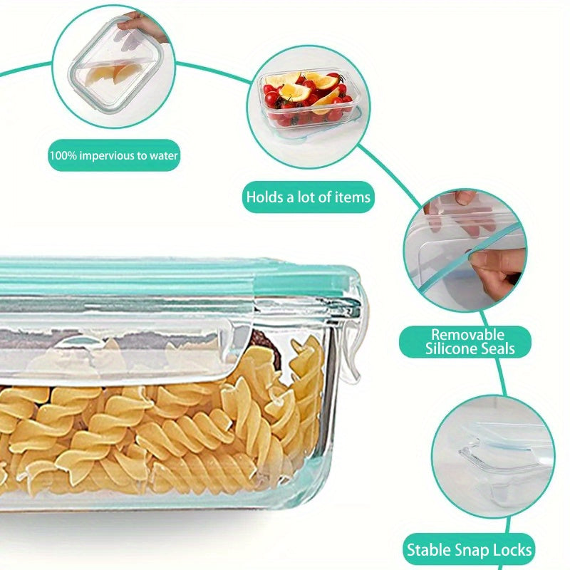 16pcs Glass Meal Prep Containers Set, Food Service Delivery Boxes, Portable Lunch Bento Boxes with Leak-Proof Lids, Suitable for Vegetables and Fruits, Lunch Storage Containers, Kitchen Restaurant/Cafe Back-to-School Supplies, Reusable, Flip-Top Closure,