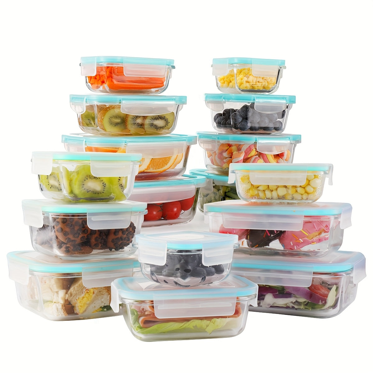 8/16pcs Storage Containers, Reusable Glass Freshness Boxes, Leak Proof Glassware Sets, Tableware Sets For Storing Fruits, Vegetables, Sandwiches, And Three Meals A Day