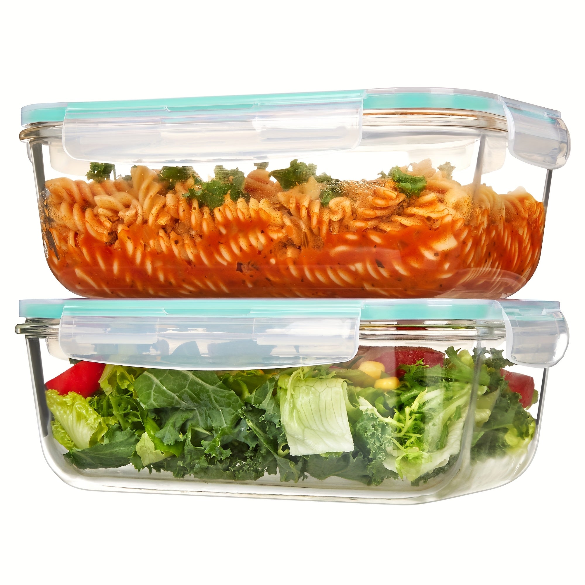 [Airtight Glass Containers] Vtopmart 2Pack Large Glass Storage Containers | 1860ml/ 63oz Meal Prep Food Container Set With Snap Airtight Lid For Baking, Microwave, Oven, Leak Proof, For Freezer, Dishwasher